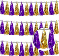 3P Purple Gold Metallic Fringe Tassel Banner Garland Foil Tinsel Streamer Wall by Xuuf