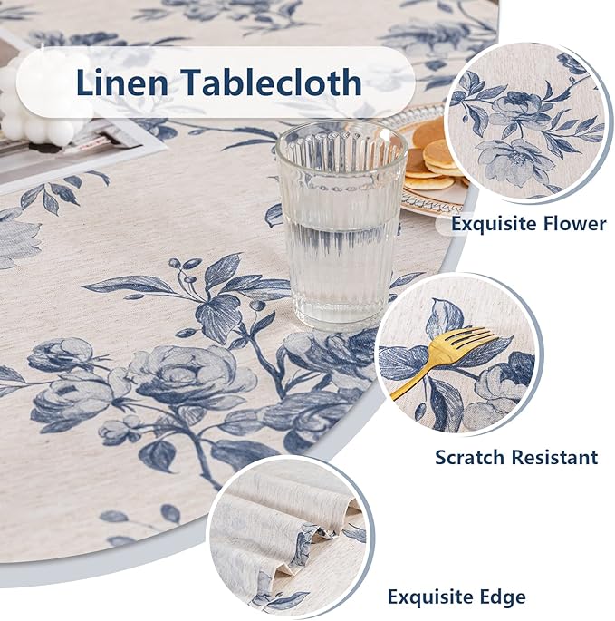 MYSKY HOME Rectangle 60x84 Inches, Tablecloth Linen Farmhouse Tablecloth - Image 3