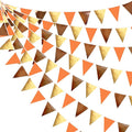 Fall Party Decorations Orange Gold Brown Metallic Fabric Triangle Pennant by pinkblume