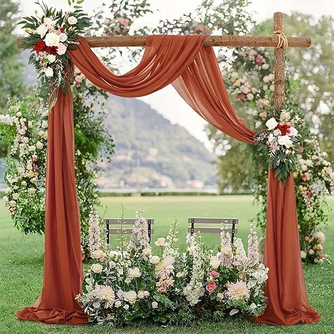 Wedding Arch Draping Fabric 2 Panels 20Ft Length x 28" Width Terracotta - Image 2