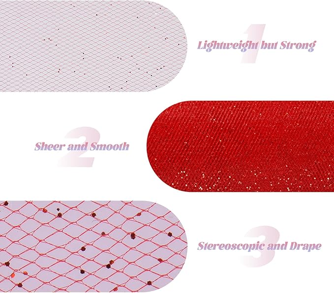 Glitter Tulle Rolls 6” by 50 Yards Sparkle Tulle Fabric Ribbon Sequin Tulle - Image 3