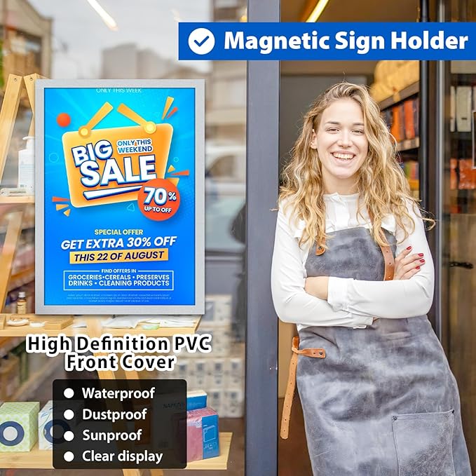5Packs Magnetic Sign Holder, 11x17 Self Adhesive Display Frame - Image 8