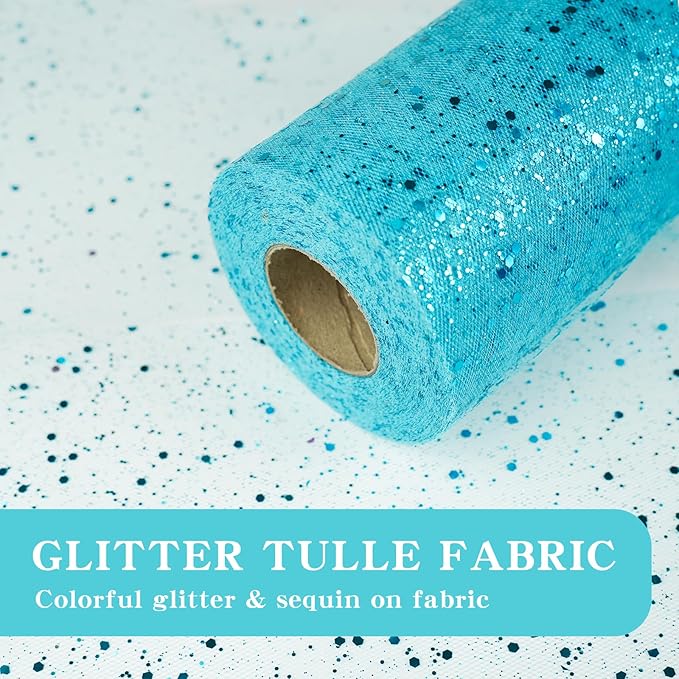 Glitter Tulle Rolls, 6” by 50 Yards Sparkling Tulle Spool Ribbon Sequin Tulle - Image 3