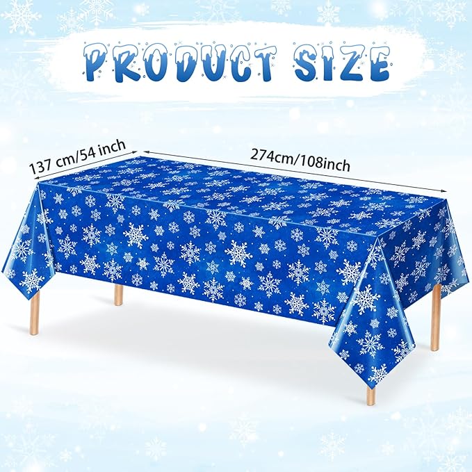 Jectivs 12 Pieces Christmas Snowflake Plastic Party Tablecloth Decorations - Image 2