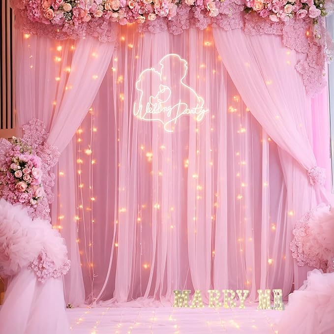 Pink Tulle Backdrop Curtains - Image 2