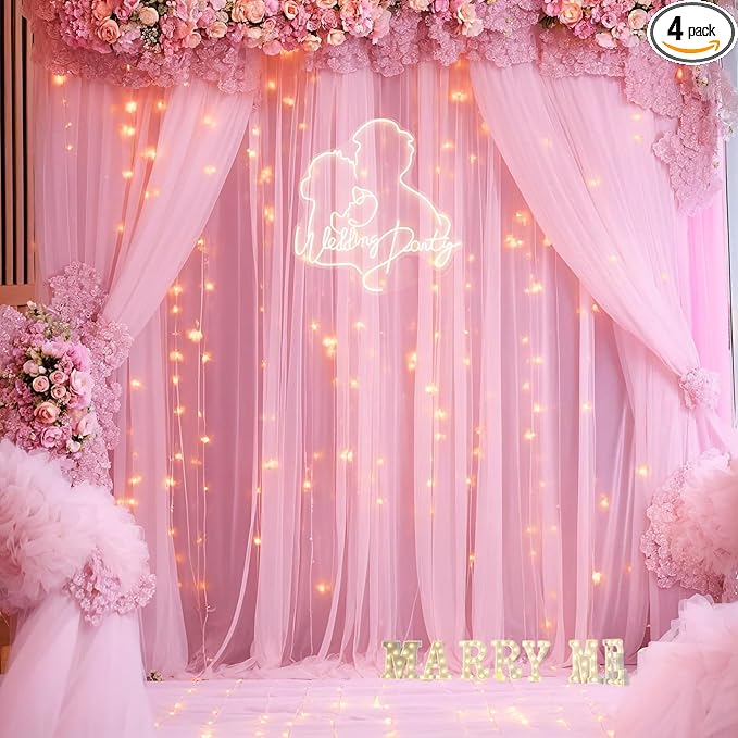 20ft x 10ft Pink Tulle Photo Backdrop Curtain by Suppromo
