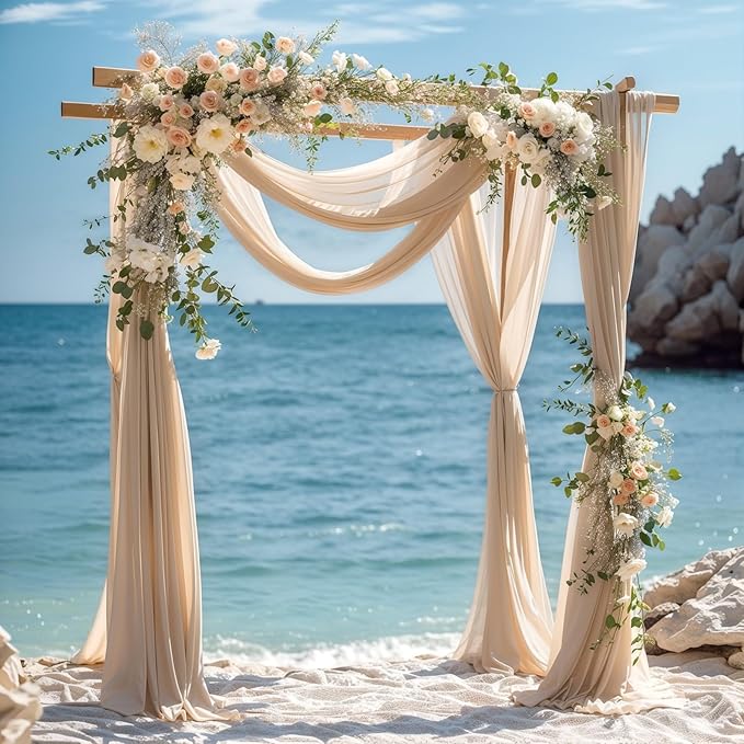 Wedding Arch Draping Fabric, 1 Panel 28" x 19Ft Deep Champagne Arch Drapes - Image 7