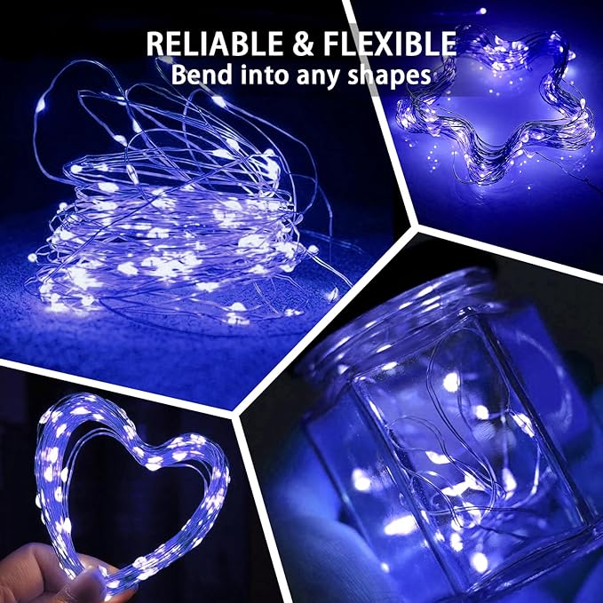24 Pack Blue Fairy Lights 7Ft 20 LED Twinkle String Lights 3 Modes Battery - Image 5