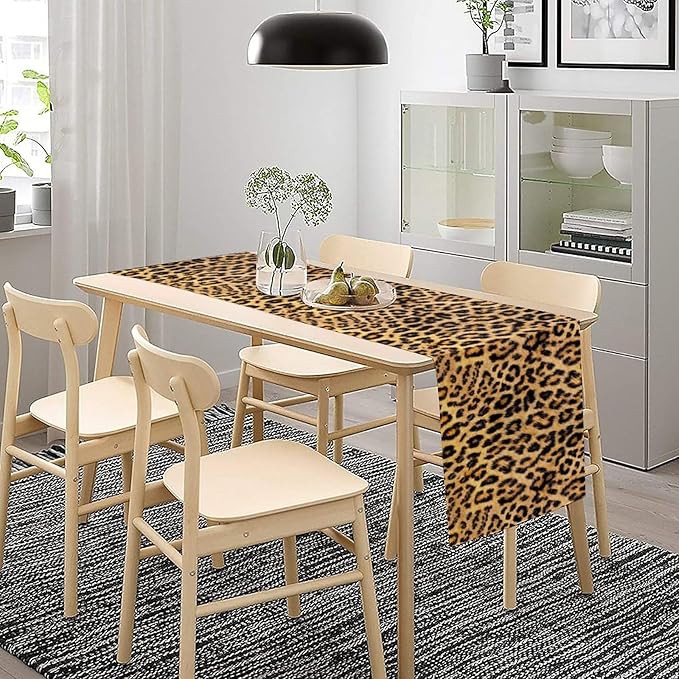 Leopard Print Dinning Table Runner, Cotton Linen Rustic Cottage Country Farm - Image 4
