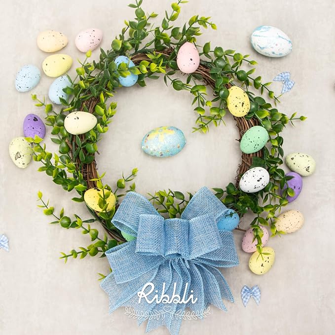 Ribbli Baby Blue Burlap Wired Ribbon, 1-1/2” Inch x Continuous 10 Yard - Image 4