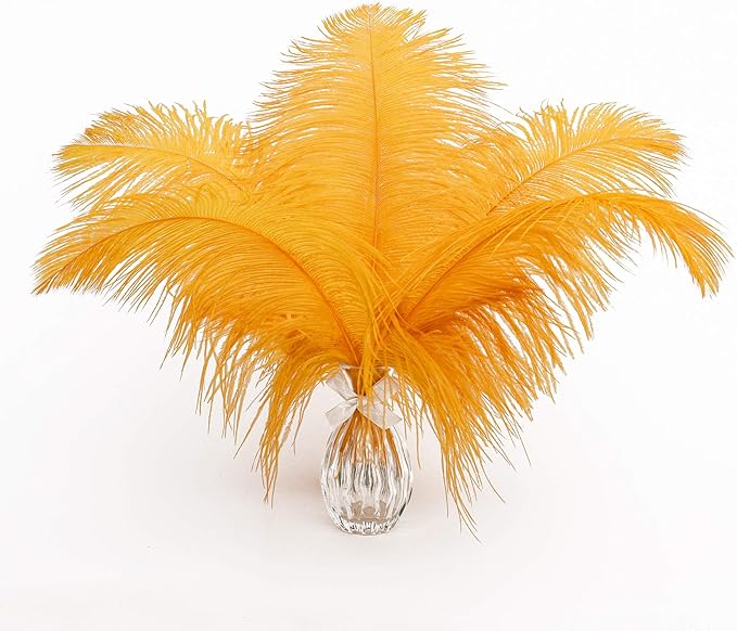 24pcs Natural Luxury Gold Ostrich Feathers 10-12inch - Image 9