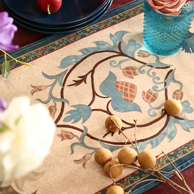 patdrea Designer Casual Wild Floral Velvet Table Runner 118 Inch Long, - Image 3