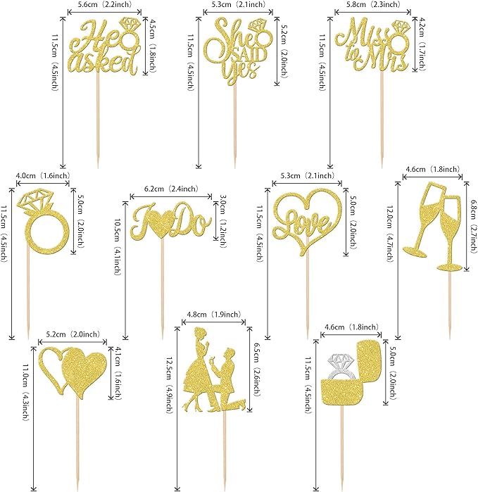 30 PCS He Asked She Said Yes Cupcake Toppers Glitter Engagement Cupcake Toppers - Image 2