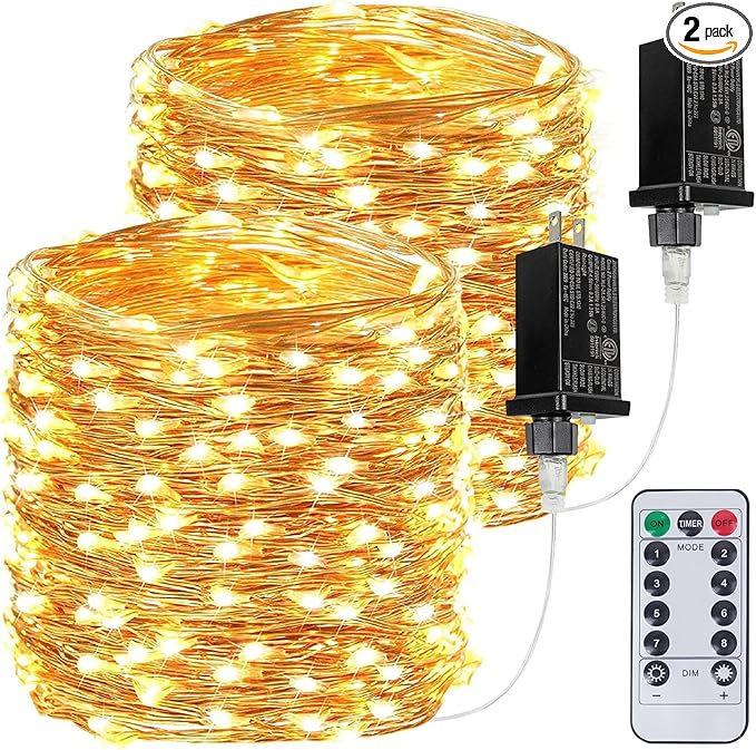 2Pack Each 66Ft 200 LED Fairy Lights Plug in by BHCLIGHT