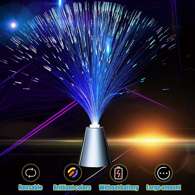 Patelai 16 Pcs LED Fiber Optic Lamp Color Changing Fiber Optic Night Light - Image 3