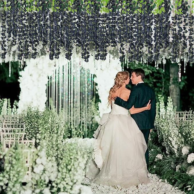 24 Pack Artificial Wisteria Flower Fake Silk Flowers String Vine Ratta Hanging - Image 5