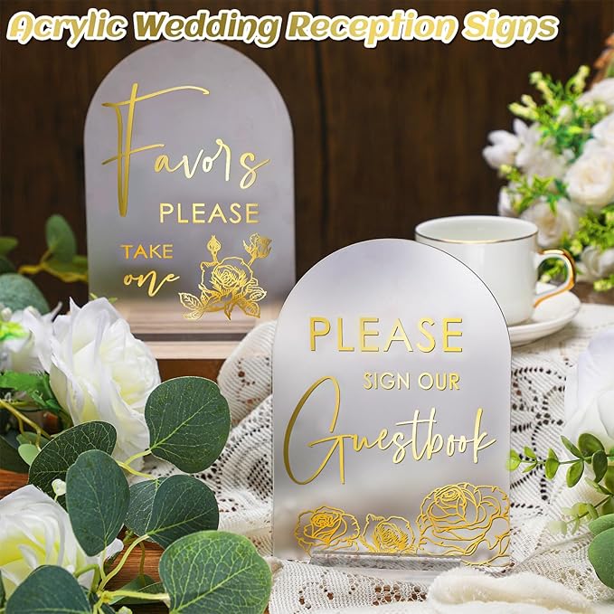 Chunful 4 Pcs Clear Acrylic Wedding Sign - Image 4