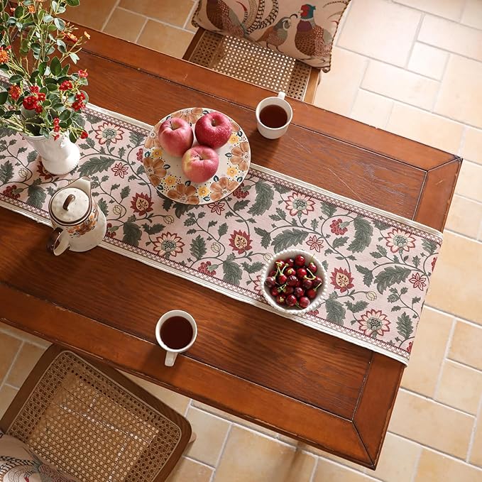 ISAENNE Designer Provence Elegant Linen Extra Long Table Runner 118 Inches - Image 8