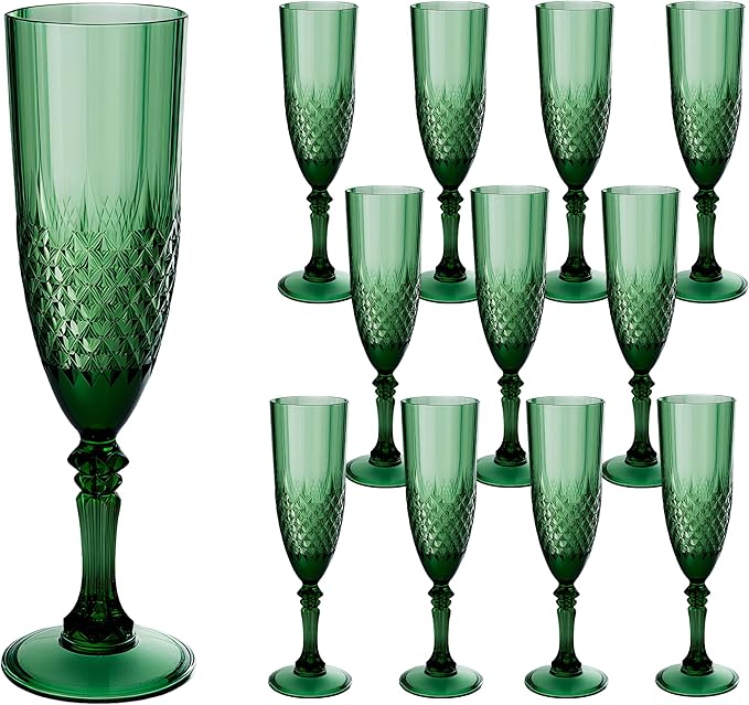 Plastic Champagne Flutes, for Christmas Weddings Bachelor Parties Toasting and by LEYIQUCHAMPAGNEWINEGLASSES