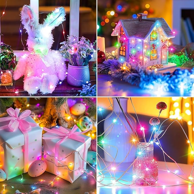 LAMPHOME 20 Pack Easter Fairy Lights Battery Operated - 7ft 20 LED Copper Wire - Image 2