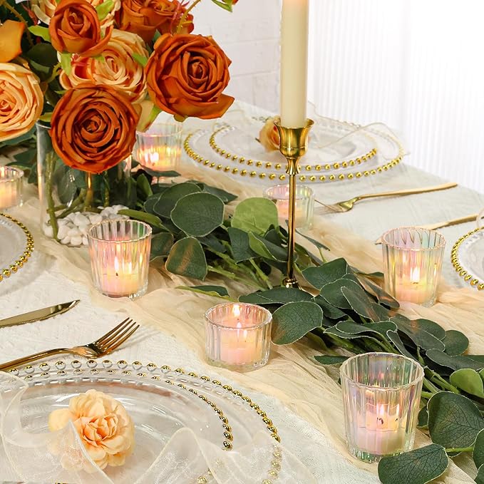 24 Pcs Ribbed Iridescent Votive Candle Holders - Image 5