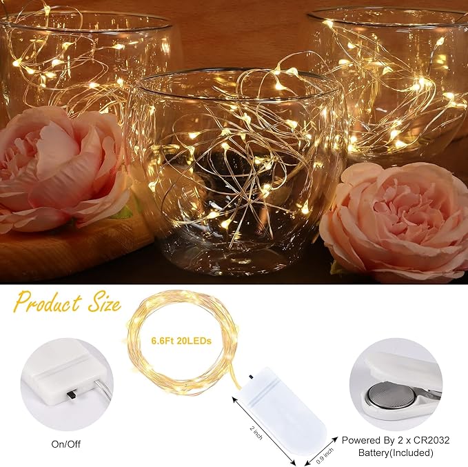 24Pack Fairy Lights, Battery Operated String Light, 6.6FT 20 LED Mason Jar - Image 2