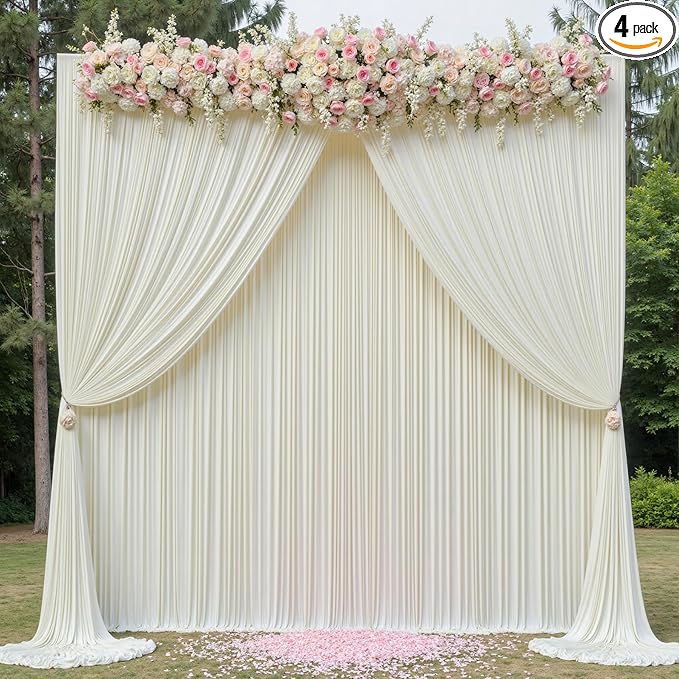 20ft x 15ft Ivory Wrinkle Free Backdrop Curtains by ENJOYYOURPARTY