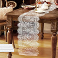3 Pcs White Lace Table Runners 14 x 120 Inch Boho Rose Embroidered Floral by Unknown