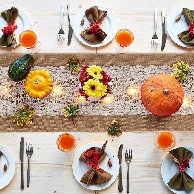 Tudomro 6 Pcs Burlap Table Runner - Image 6