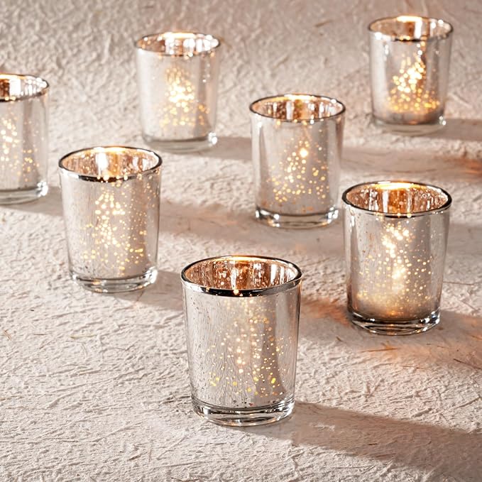 Homemory 36 Pcs Silver Votive Candle Holders, Mercury Glass Candle Holder by Homemory