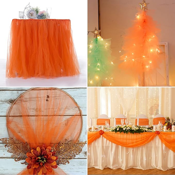 Orange Tulle Fabric Rolls 6 Inch by 200 Yards Fabric Spool Tulle Ribbon - Image 6