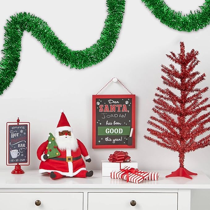 50 Feet Green Christmas Tinsel Garland, Metallic Foil Twist Banner Wall Hanging - Image 7