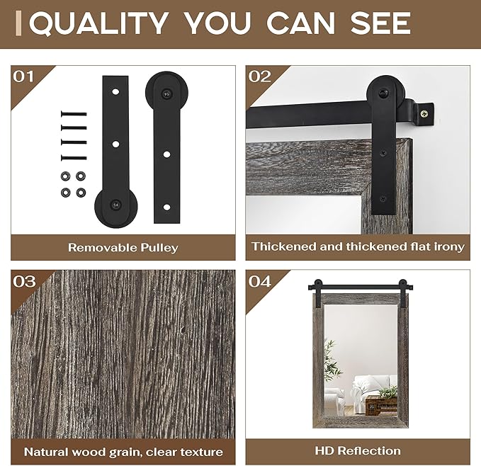 COGOOD Farmhouse Barn Door Mirror - Image 6