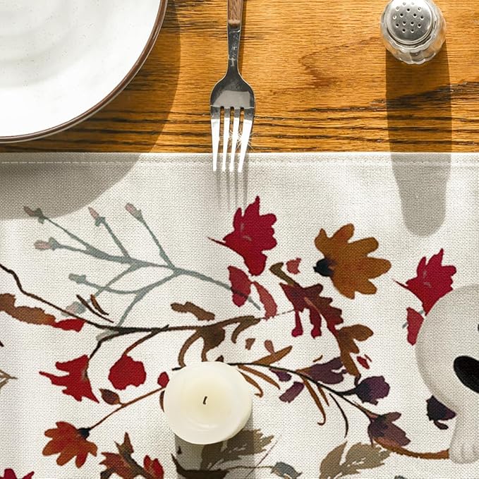Artoid Mode Ghost Flowers Leaves 210 GSM Halloween Table Runner, Seasonal Fall - Image 7