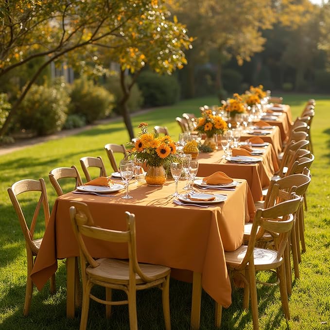sancua Thanksgiving Square Tablecloths 85x85 Inch Bronze, 2 Pack - Image 2