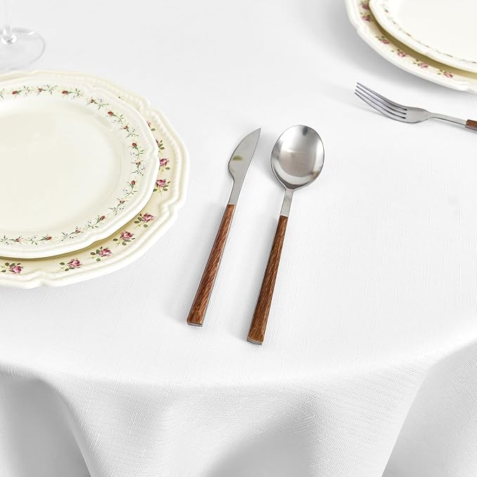 Fitable Faux Linen Round Tablecloths 60 Inches - Image 2