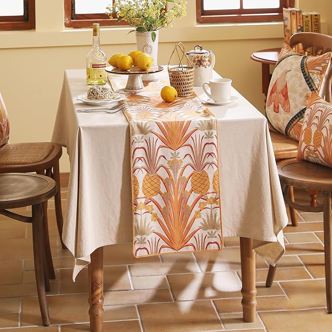 patdrea Designer Tropical Linen Table Runner 87 Inch Long, Decoration - Image 3