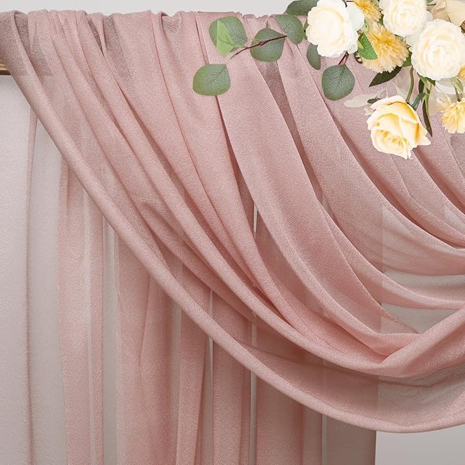 Wokceer Wedding Arch Draping Fabric 2 Panels 28.7" x 20FT Dusty Rose Sheer - Image 4