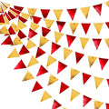 Red Gold Party Decorations Metallic Fabric Triangle Pennant Banner Flag Bunting by pinkblume