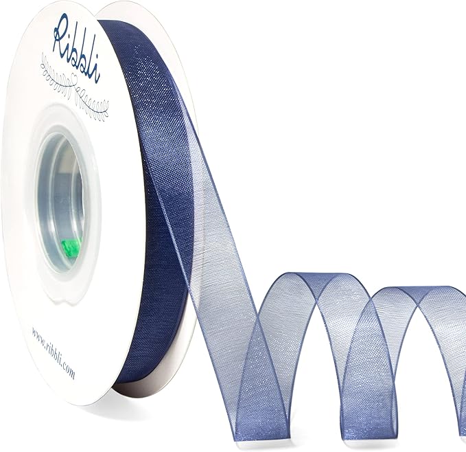 Ribbli Navy Organza Ribbon, 1/2 Inches x Continuous 50 Yard, Cookie Wrapping by Ribbli