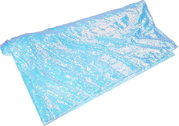 QueenDream Mermaid Blue Tablecloth 90x156 Inches Rectangle Tablecloths Sequin - Image 4