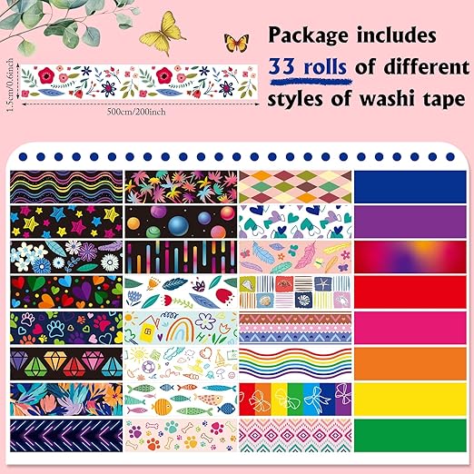 TaoBary 33 Rolls Holiday Plaid Washi Tape, 15 mm Seasonal Washi Tape Set - Image 2
