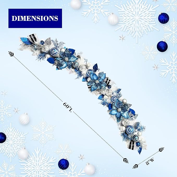 5 ft Christmas Garland for Mantle Unlit Garland for Stairs Railing, for Table - Image 3