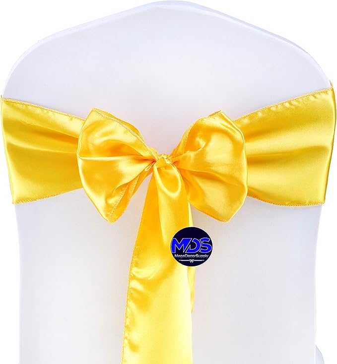 MDS Pack of 150 PCS Satin Chair Sashes Charmeuse Sateen Dining Chair Bows - Image 2