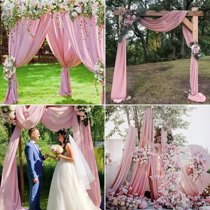 8 Panels Wedding Arch Draping Fabric 28" x 20Ft Wedding Arch Drapes Chiffon - Image 4
