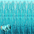 4 Pack Fringe Curtain Backdrop, 3.2Ft x 6.6Ft Blue Metallic Tinsel Foil Fringe by Mebiornt