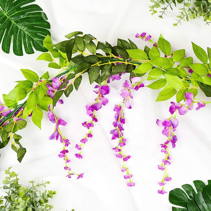 DearHouse 4Pcs 6.6Ft/Piece Artificial Flowers Silk Wisteria Garland Artificial - Image 6