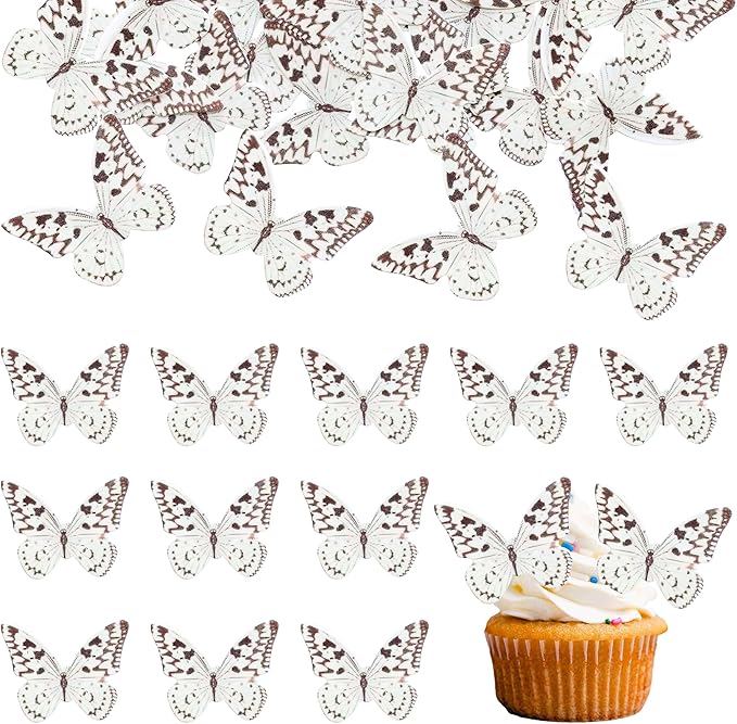 Ephlyn 48Pcs Edible Wafer Paper Butterflies - Image 4
