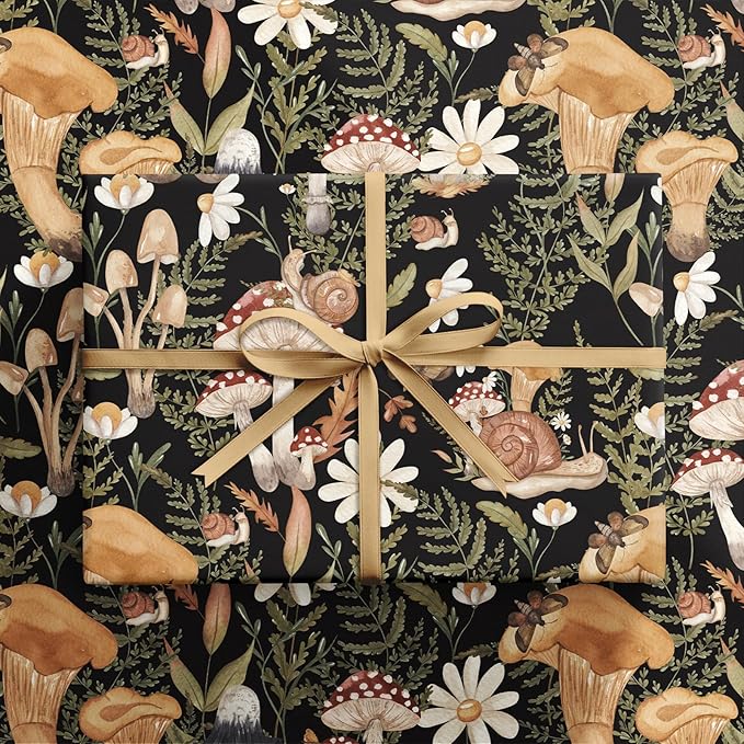 RUSPEPA Forest Mushroom Wrapping Paper Roll, Mini Roll, Woodland Squirrel and - Image 9