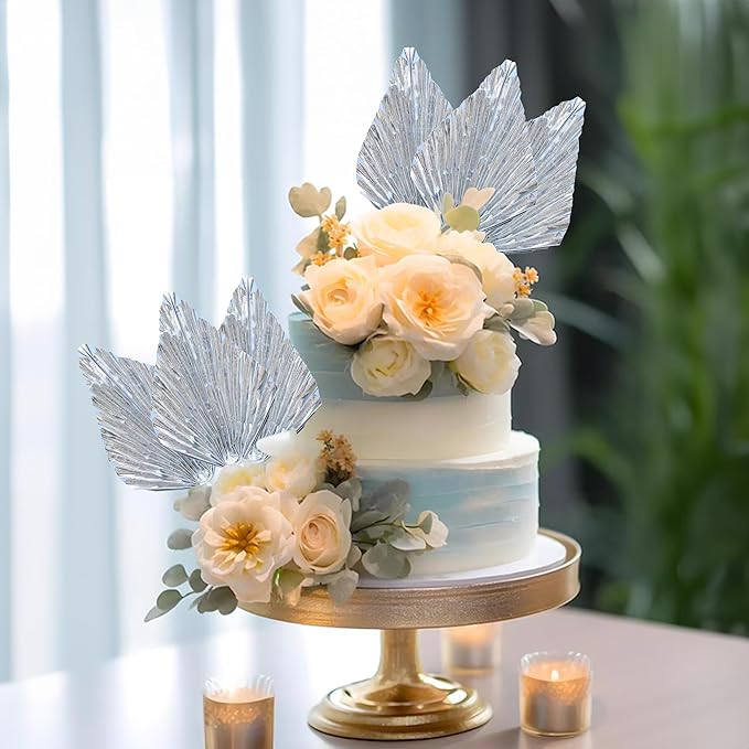 Ephlyn 6Pcs Paper Palm Leaves Fan Cake Toppers Palm Leaf Fan Cake Picks Craft - Image 4